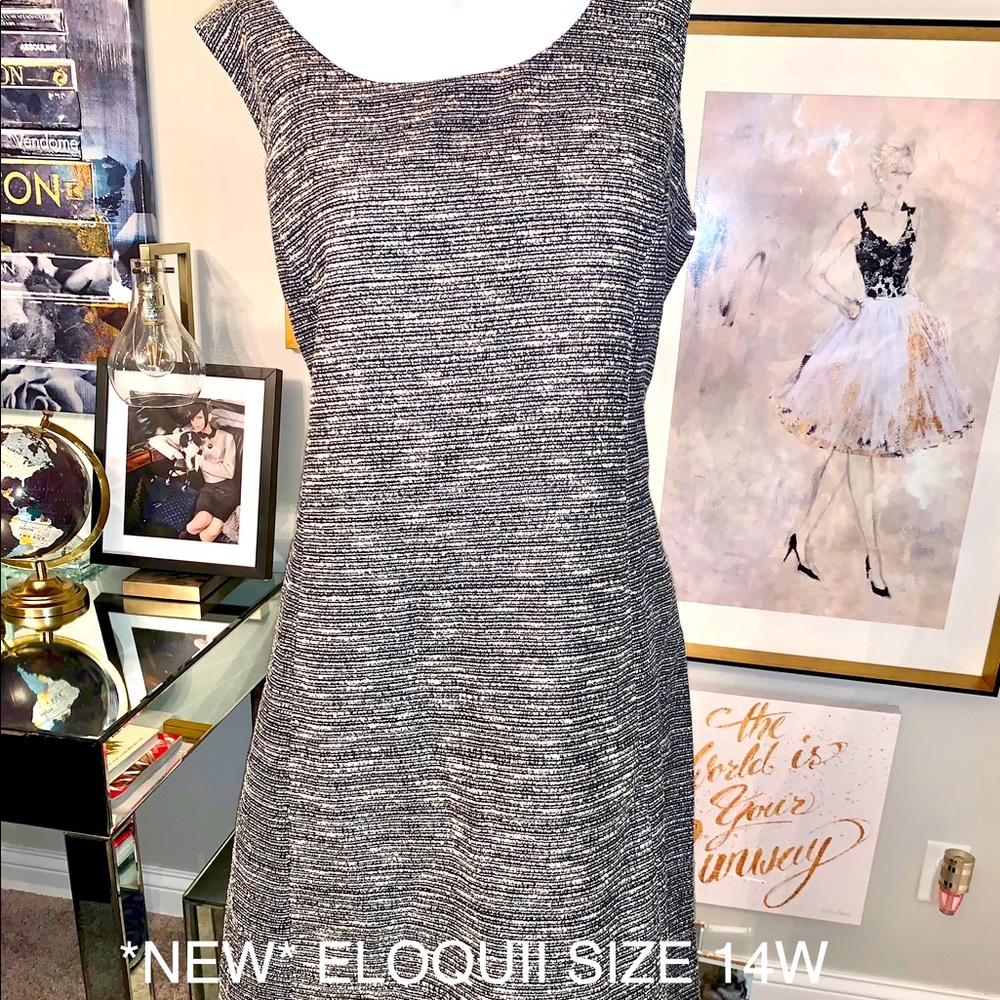 Eloquii tweed dress with silver shimmer